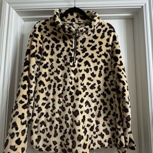 Leopard Print Fleece 1/2 zip Jacket